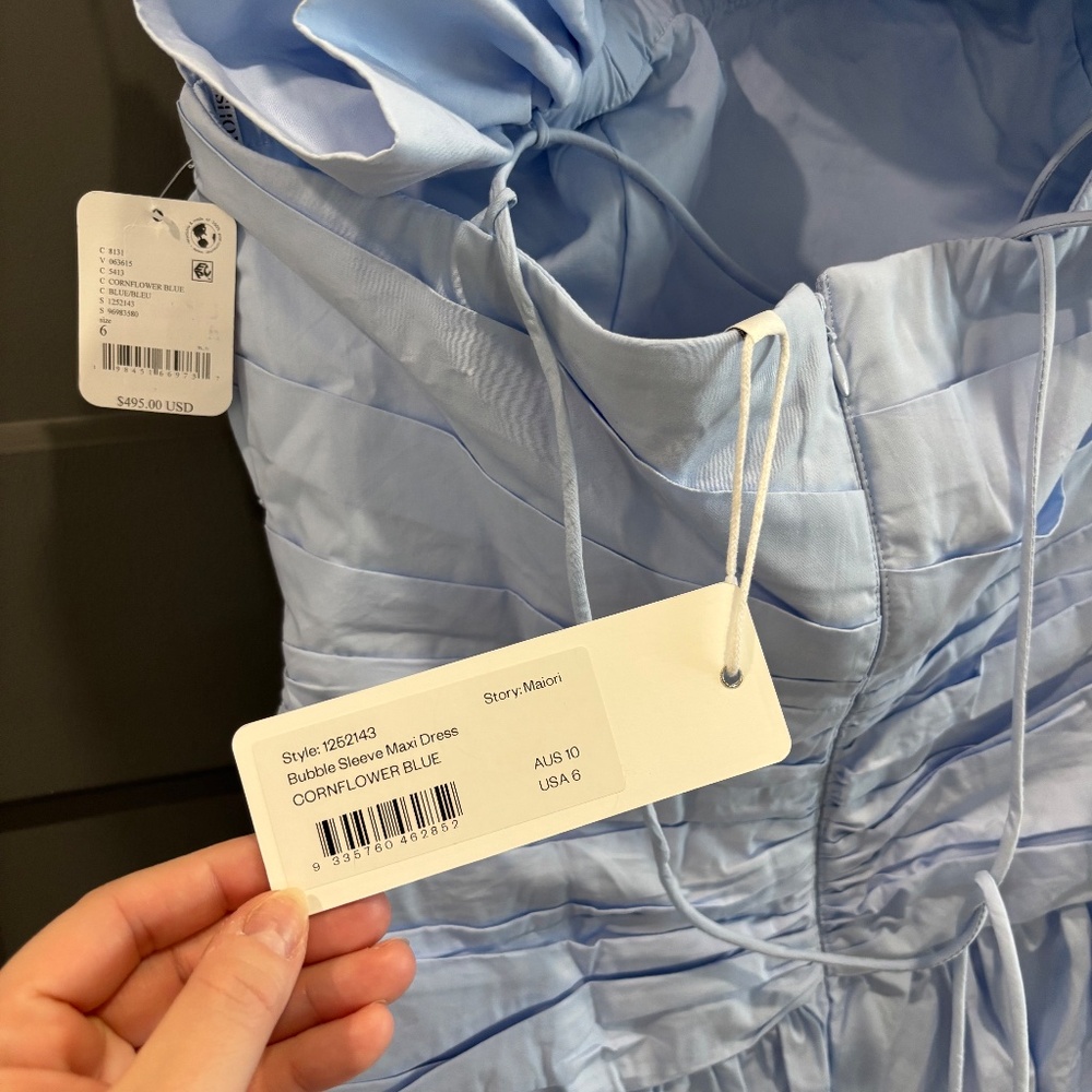 Shona Joy 'Maiori' Bubble Sleeve Maxi Dress in Cornflower Blue (NWT) - Picture 11 of 14